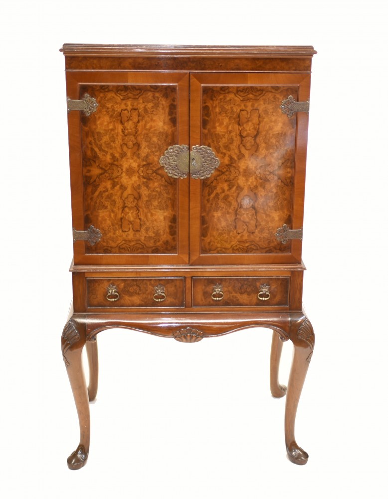 Armoire à Boissons Art Déco Coffre à Cocktail Epstein Ronce de Noyer 1930