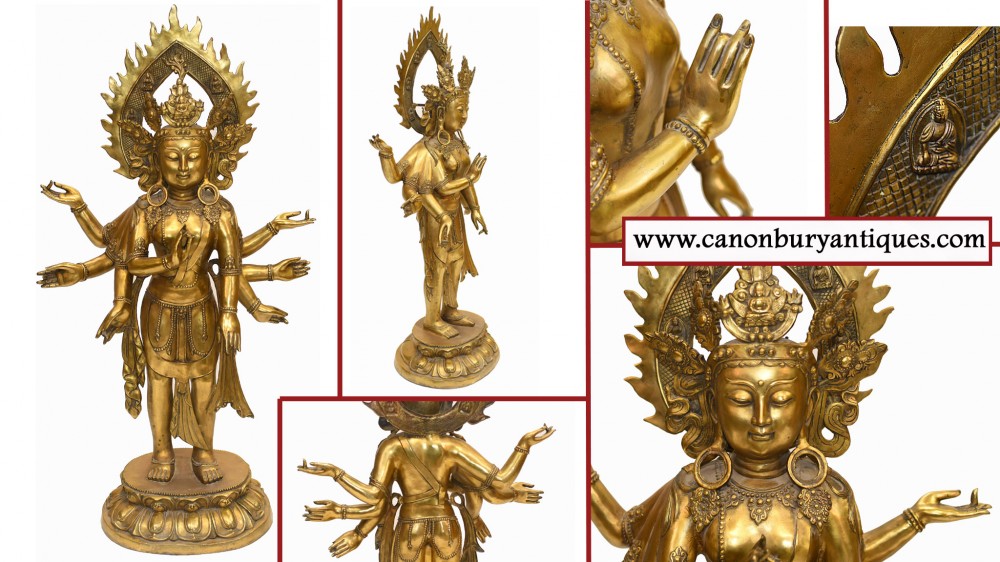 Bronze Durga Statue Grande Coulée Déesse Hindoue Shiva