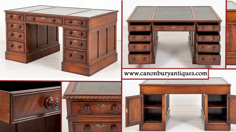 Bureau Victorien Partners Bureau Antique en Acajou 1870