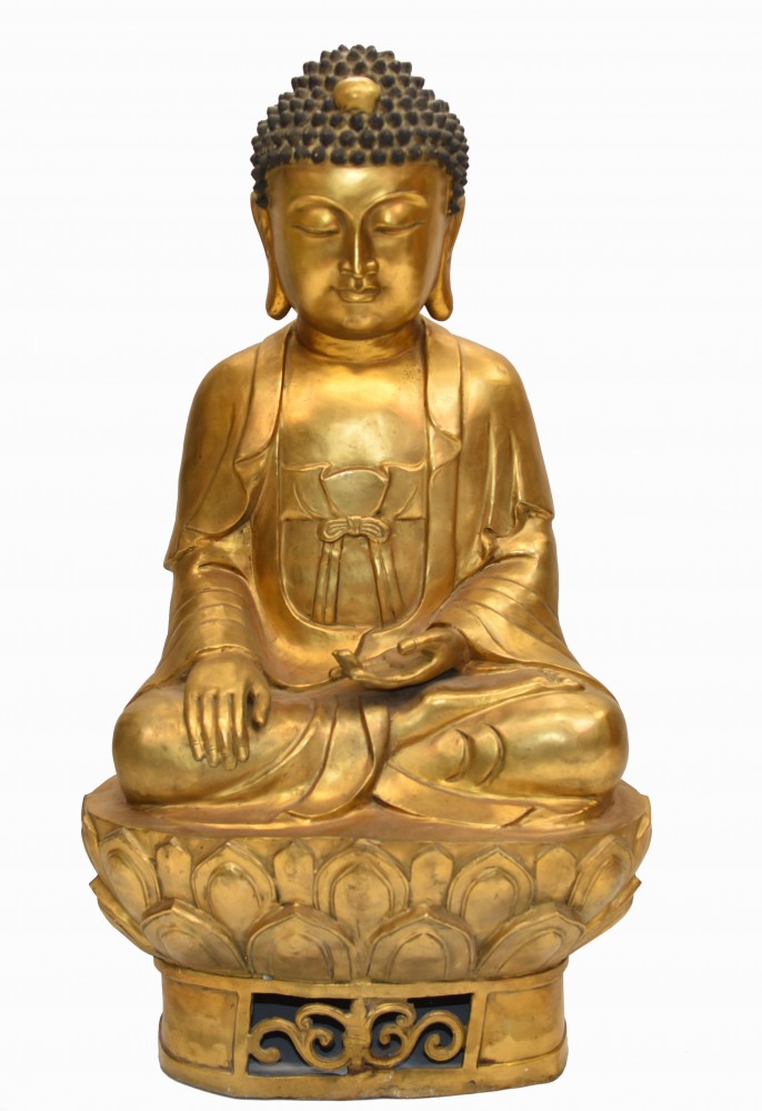 Statue de Bouddha en bronze birman pose de méditation bouddhisme art bouddhiste