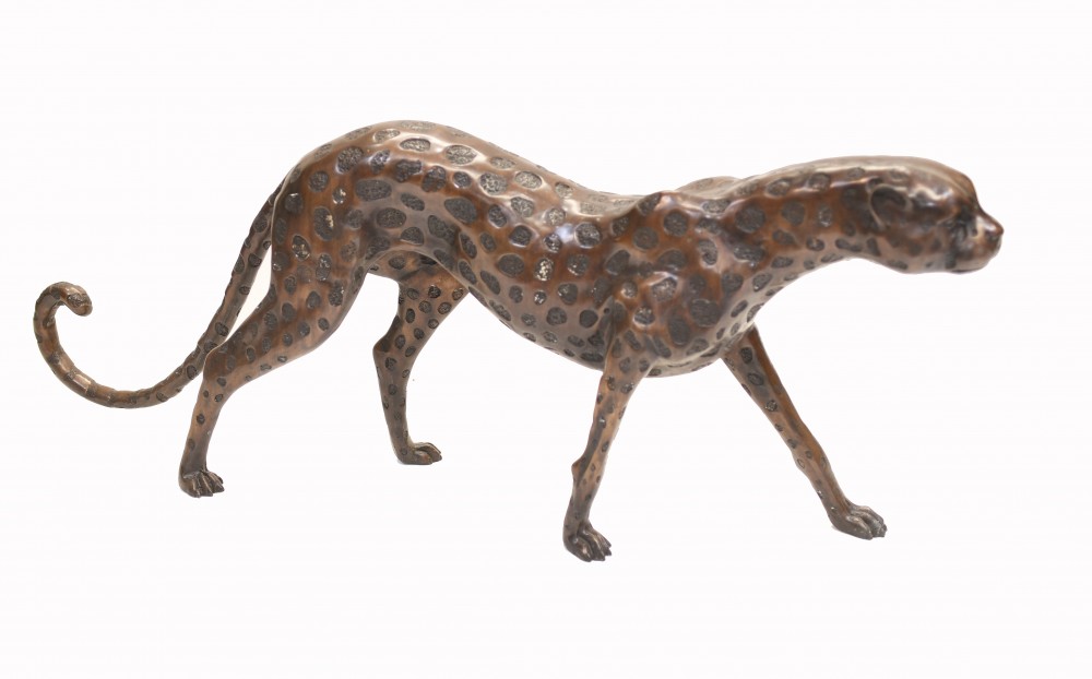 Statuette Chat Guépard En Bronze Art Déco Coulée De Panthère