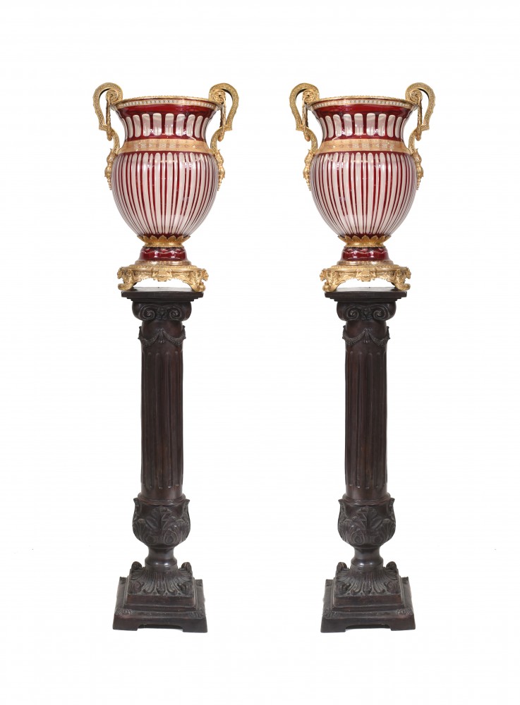 Paire Vases En Verre Empire Français Urnes Classiques