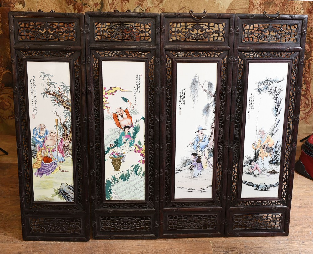 Plaques de porcelaine chinoise Tentures murales Écran peint