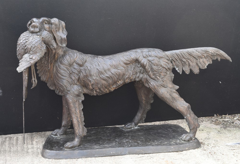 Statuette Chien Setter Rouge Bronze Grand Casting D'Après BJ Meme