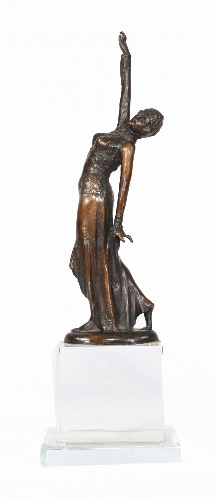 Art Déco Bronze Figurine Statue Clapet