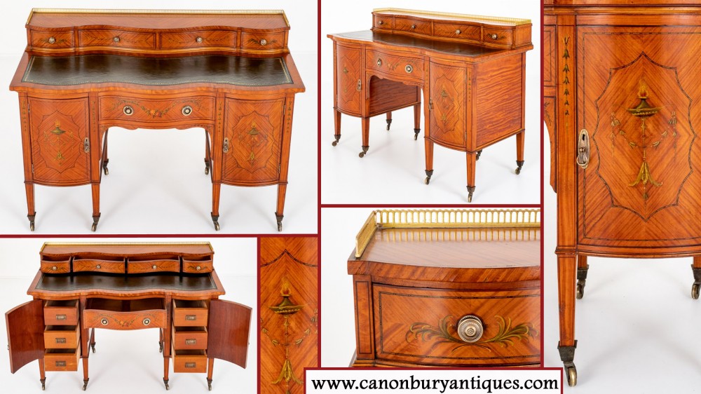 Bureau Régence Table à écrire en bois satiné Serpentine 1880