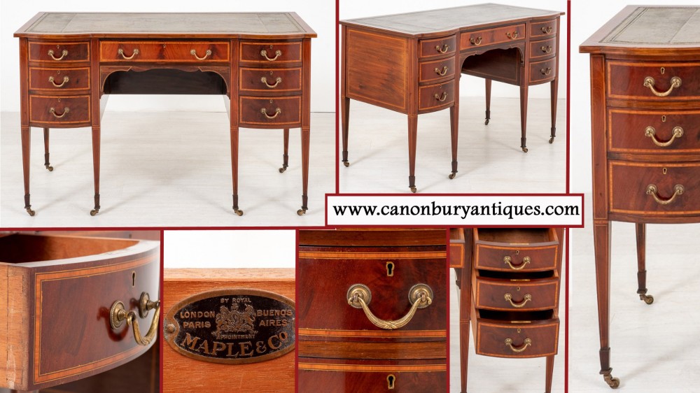 Bureau Sheraton Acajou Ecritoire Erable and Co 1880