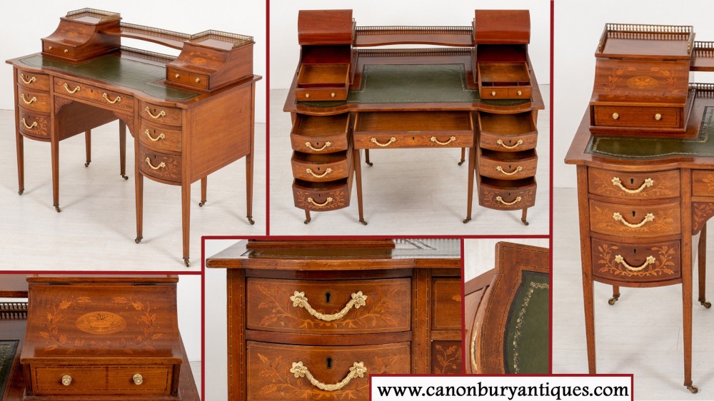 Carlton House Bureau Antique Sheraton Revival 1880