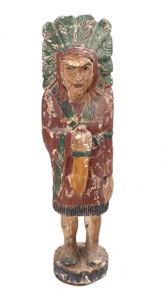 Sculpture de signe de magasin de tabac de statue sculptée amérindienne