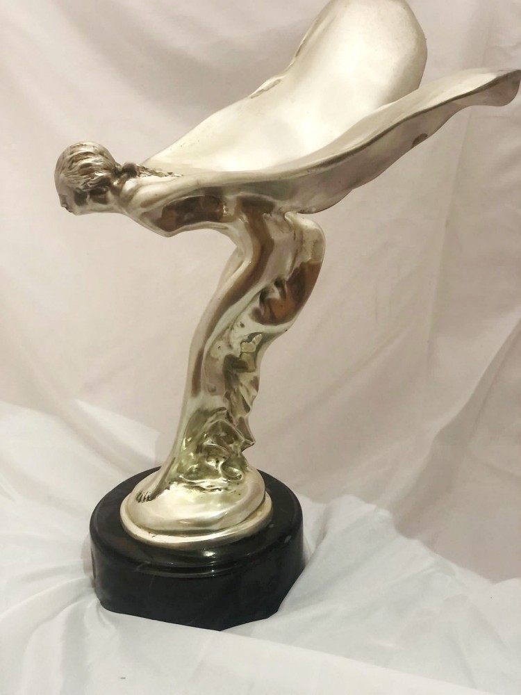 Statuette Femme Volante En Bronze Argenté - Mascotte Rolls Royce Charles Sykes