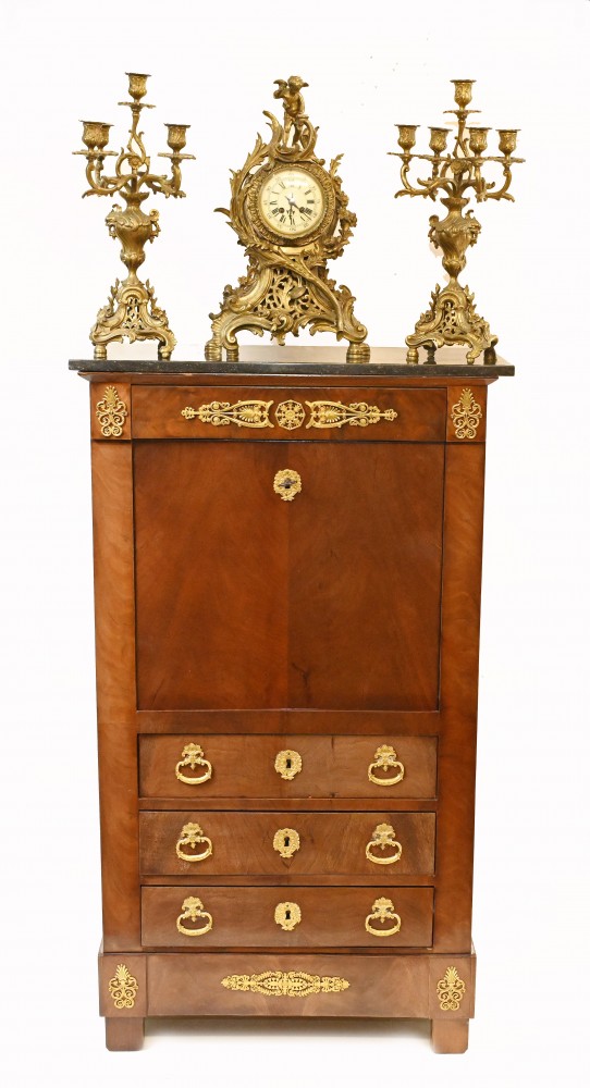 Bureau Coffre Escritoire Empire Français 1880 Acajou