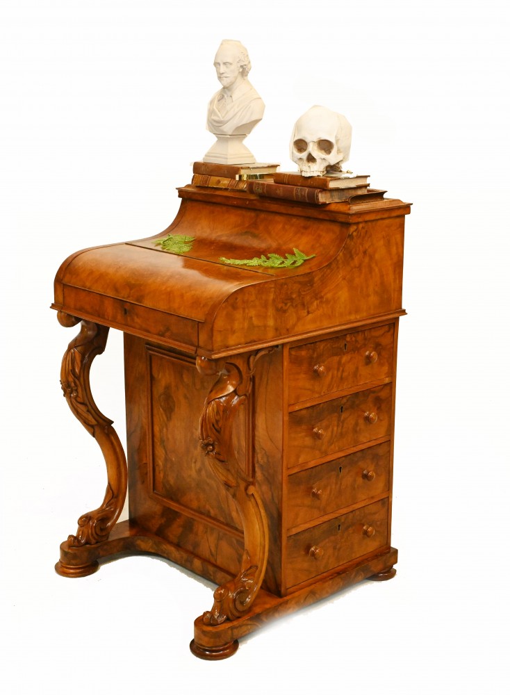 Bureau Davenport Victorien Plateau De Piano Mécanisme Pop Up 1860