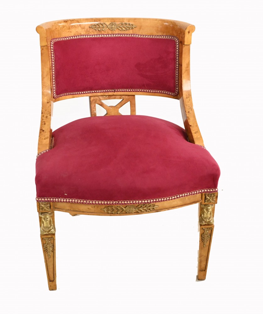 Chaise d'Entrée Française Empire Satinwood Bouleau