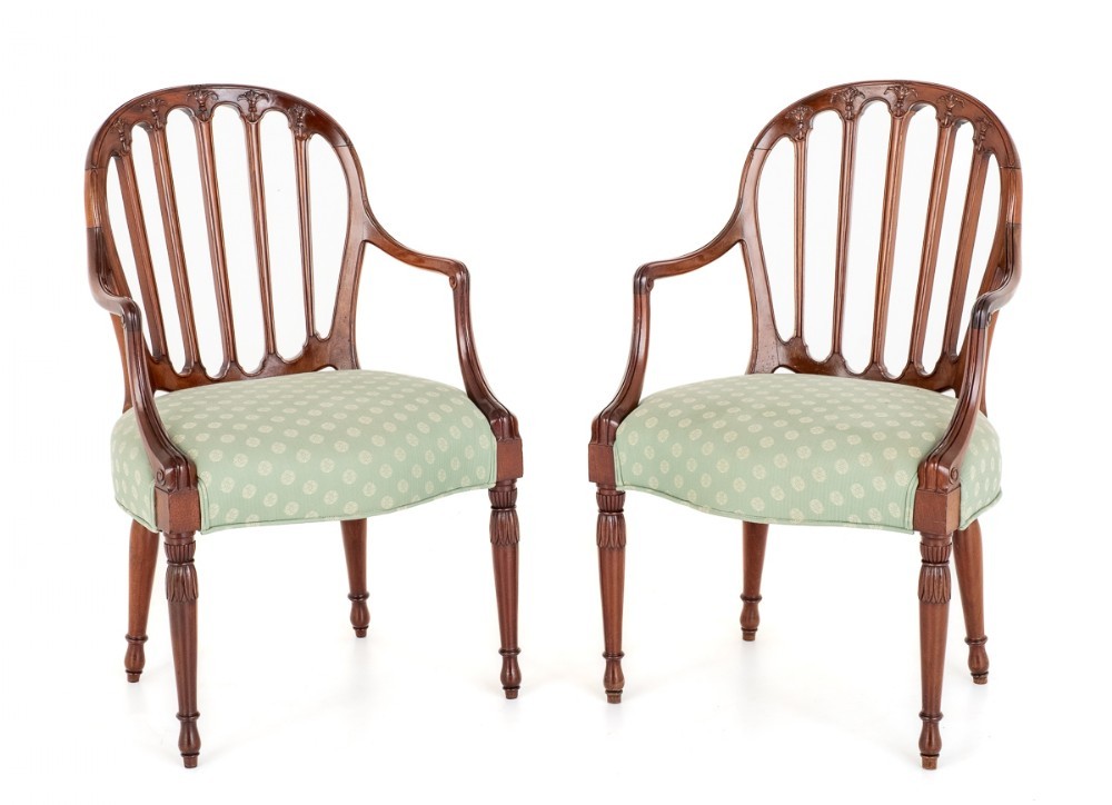 Paire Fauteuils Hepplewhite Acajou 1900