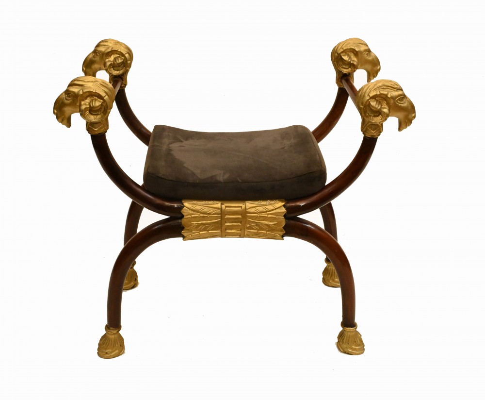 Regency Tabouret Siège Banc Rams Head X Frame