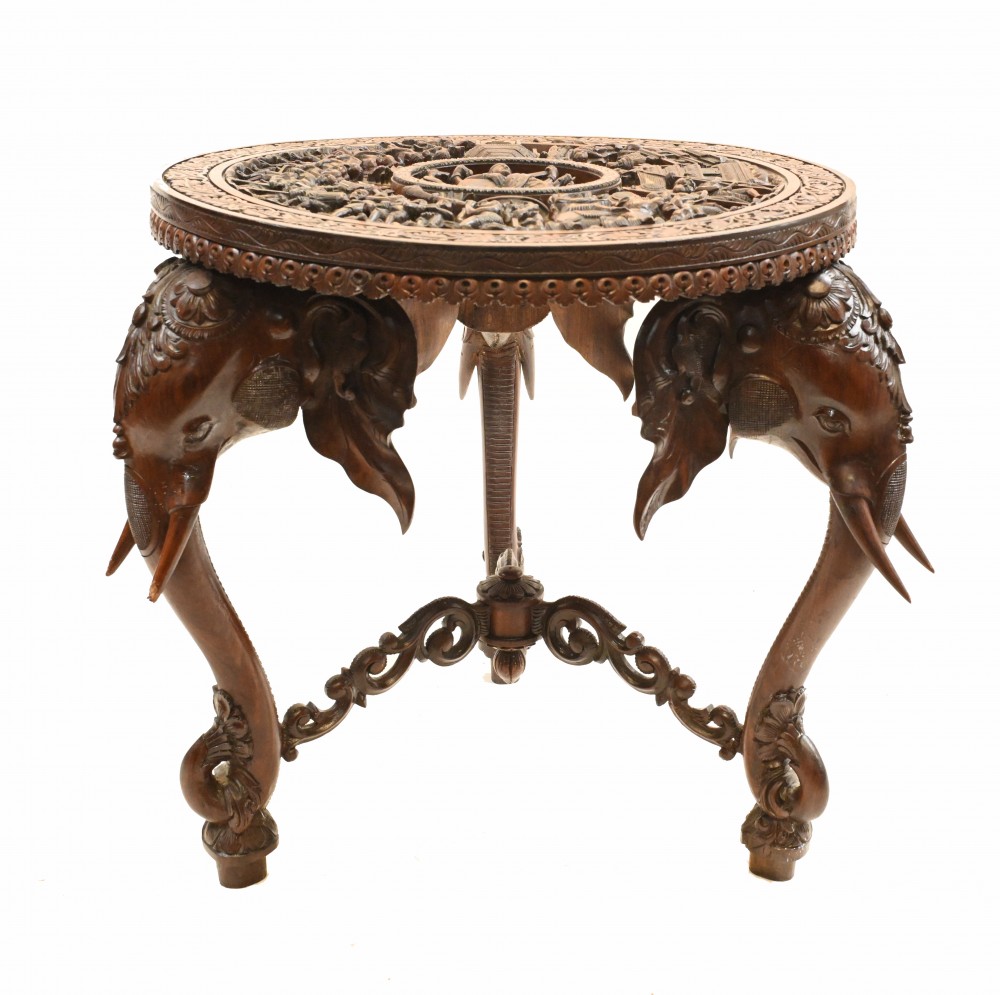 Table Birmane Tables d'Appoint Patte d'Eléphant Antique Mayanmar 1890