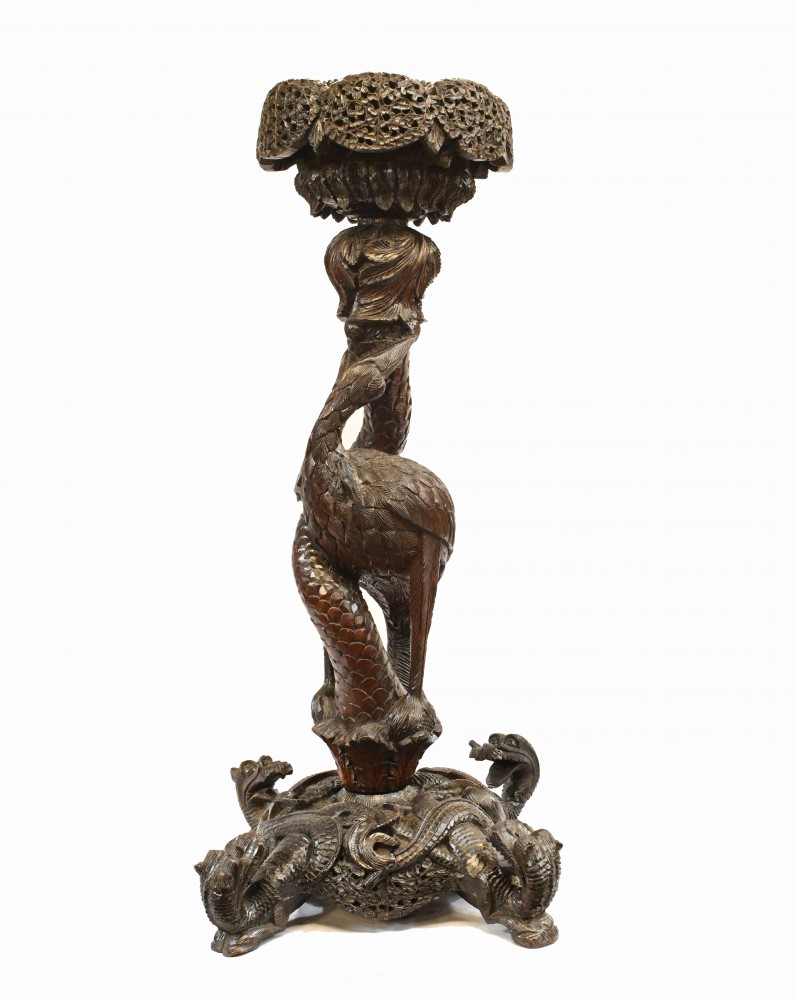 Support De Jardinière Birman Sculpté Table Antique Birmanie Myanmar 1890