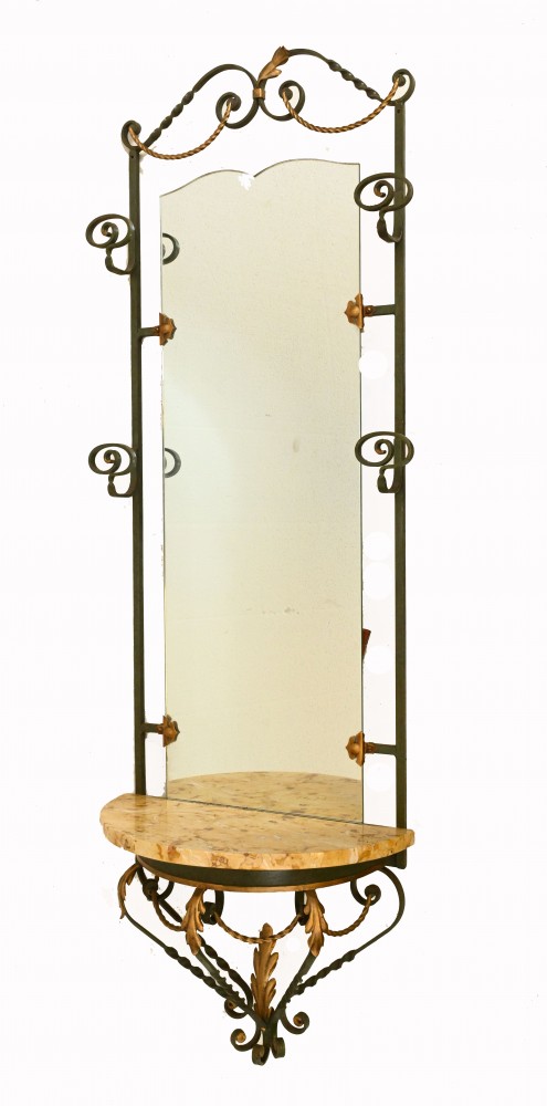 Etagère Miroir Art Nouveau Français Fer à Suspendre