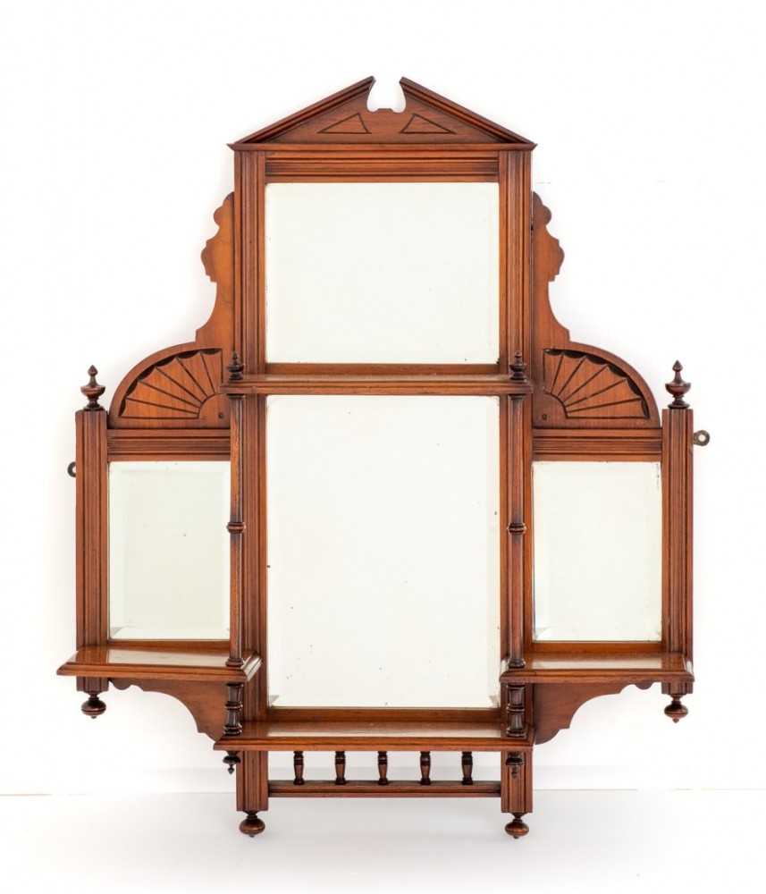 Miroir Victorien Overmantle Etagère 1890