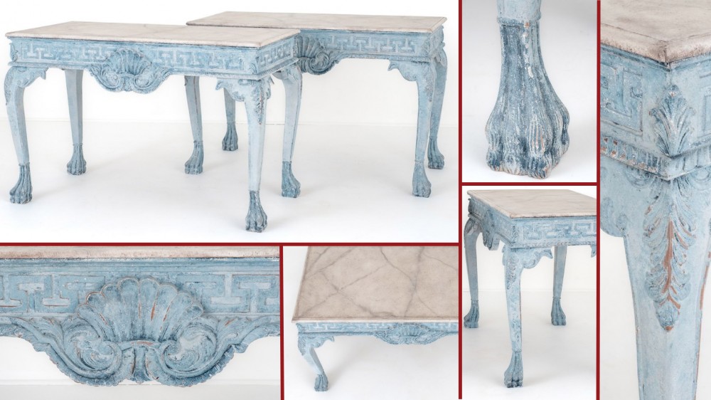 Paire de tables consoles peintes Chippendale Hall Interiors