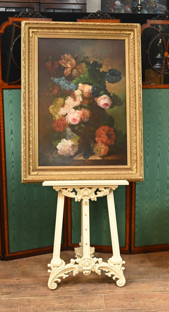 Peinture à l'huile florale géorgienne Still Life Spray Gilt Frame