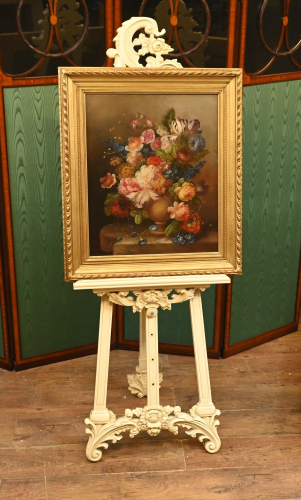 Peinture à l'huile florale géorgienne nature morte cadre doré