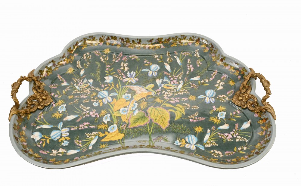 Plateau En Porcelaine Art Nouveau Plateau Floral Français