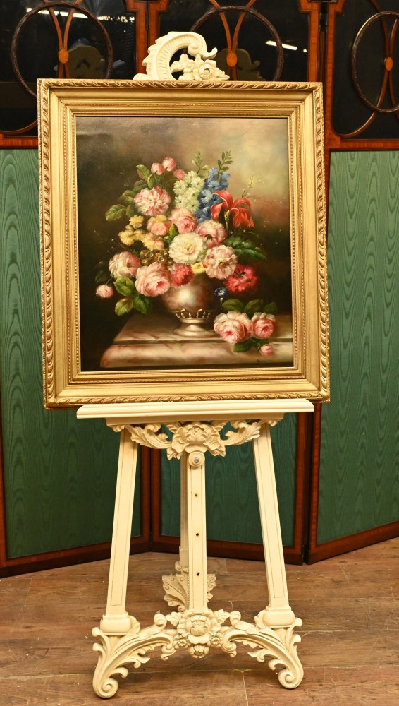 Spray floral de peinture à l'huile de nature morte classique Regency