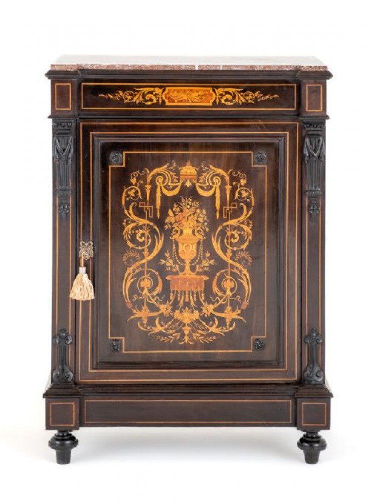 Meuble Trumeau Marqueterie Incrustation Coffre 1860