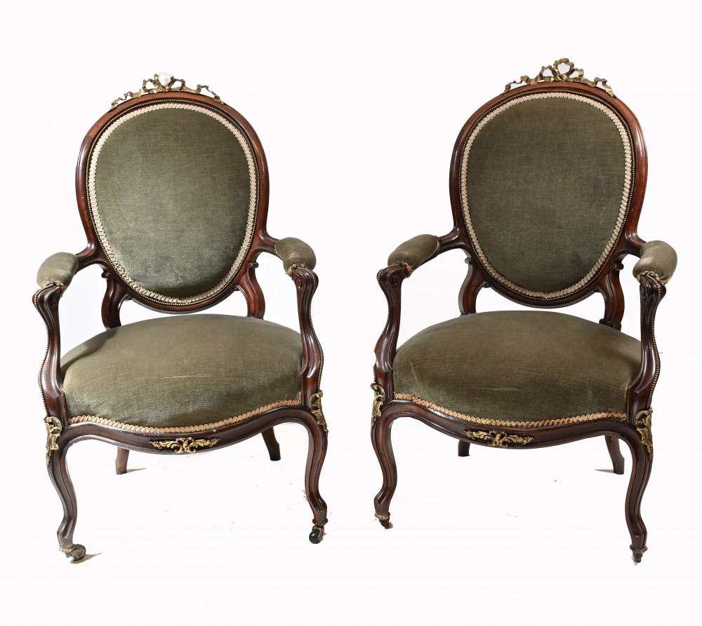 Paire Chaises De Salon Victoriennes Bras 1870