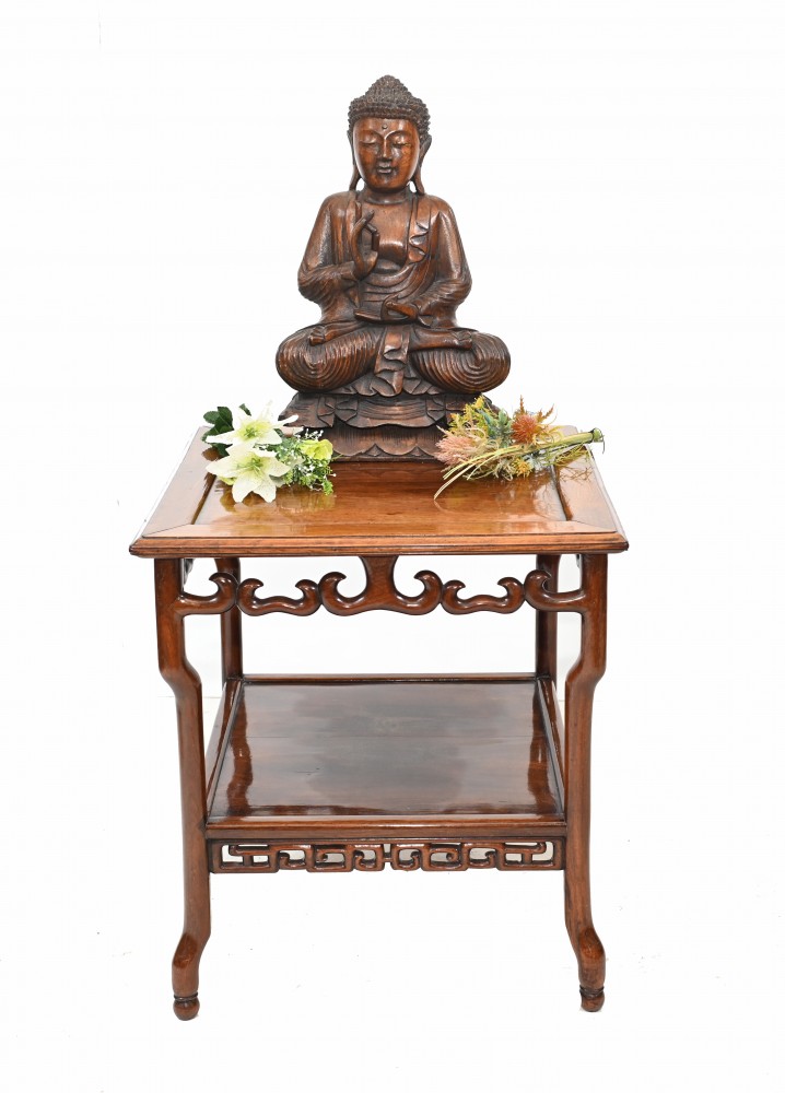 Table Ancienne Chinoise En Bois Dur Sculpté 1880