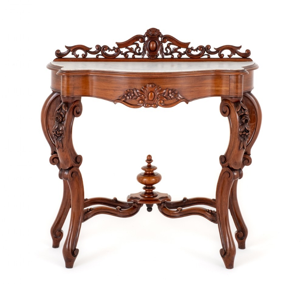 Table Console Française Antique 1860 Base Sculptée