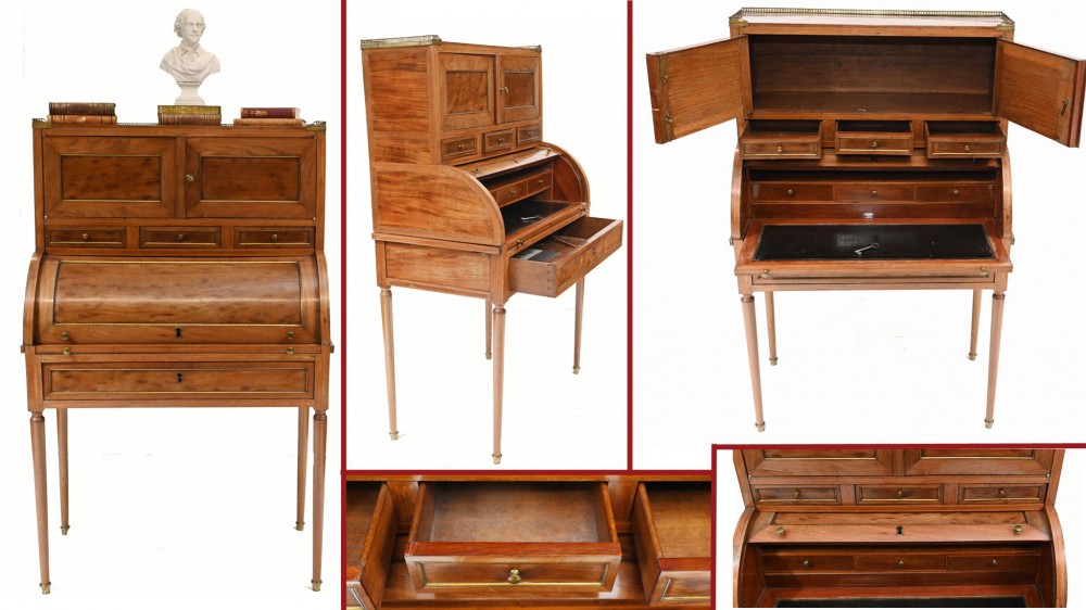 Bureau Antique à Roulement En Acajou 1880