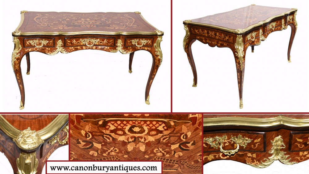 Bureau Plat Empire Français - Table à écrire En Marqueterie