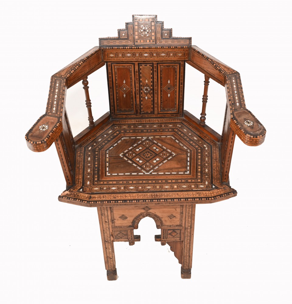 Fauteuil Arabe Antique Damascan Furniture Inlay 1920