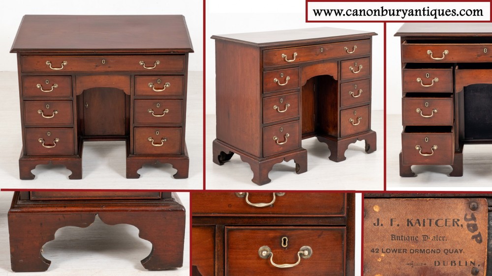 Bureau George II Genouillère - Bureau Antique Acajou