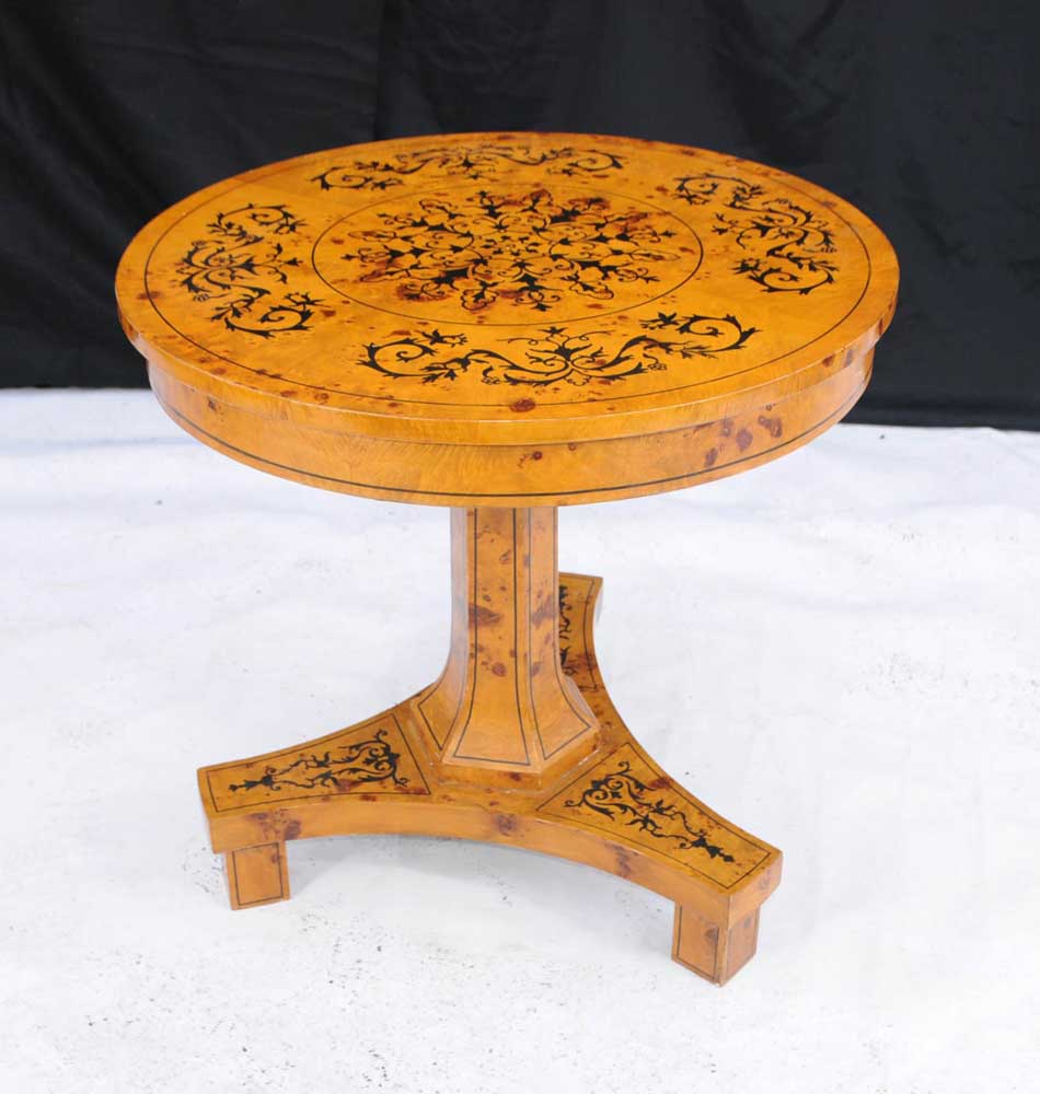 Incrustation de table à manger centrale ronde Biedermeier scandinave