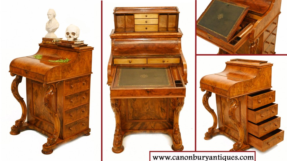 Mécanisme victorien Davenport Desk Piano Top Pop Up 1860