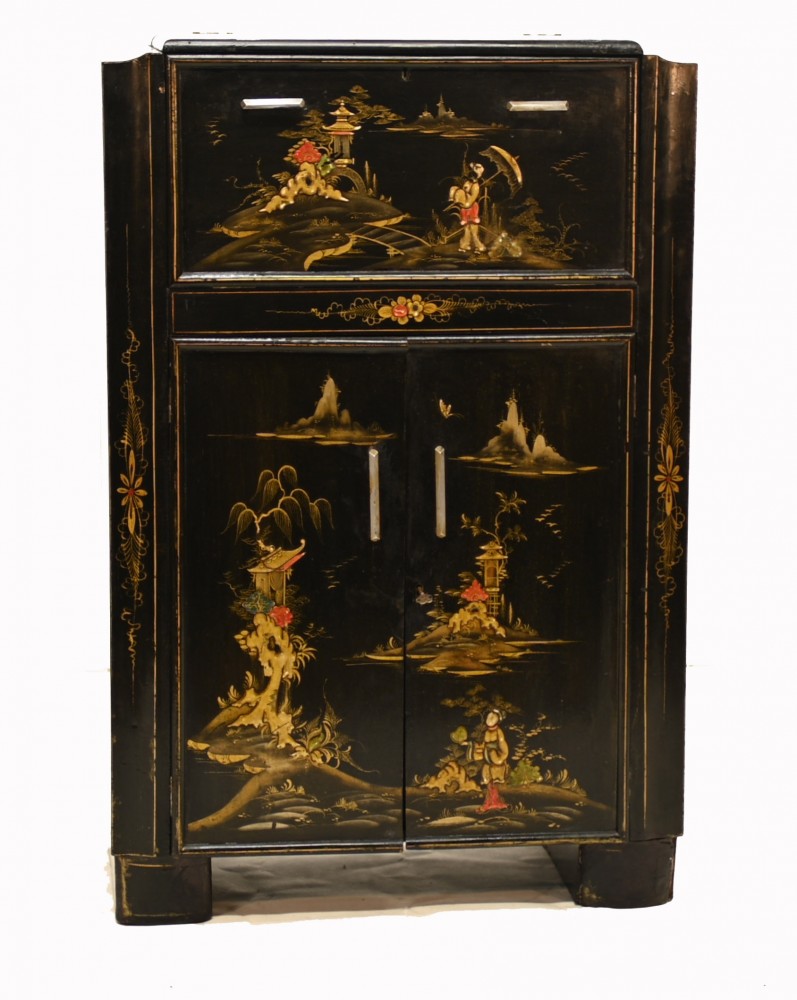 Meuble à Boisson Chinoiserie Chinoiserie Coffre à Cocktail En Laque 1920