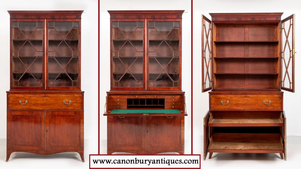 Regency Library Secretaire Desk Antique Mahogany