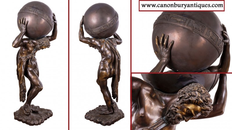 Statue antique en bronze d'Atlas