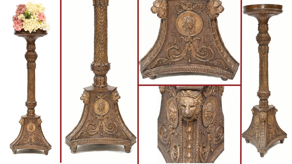 Support De Colonne Empire En Bronze Torchère Doré