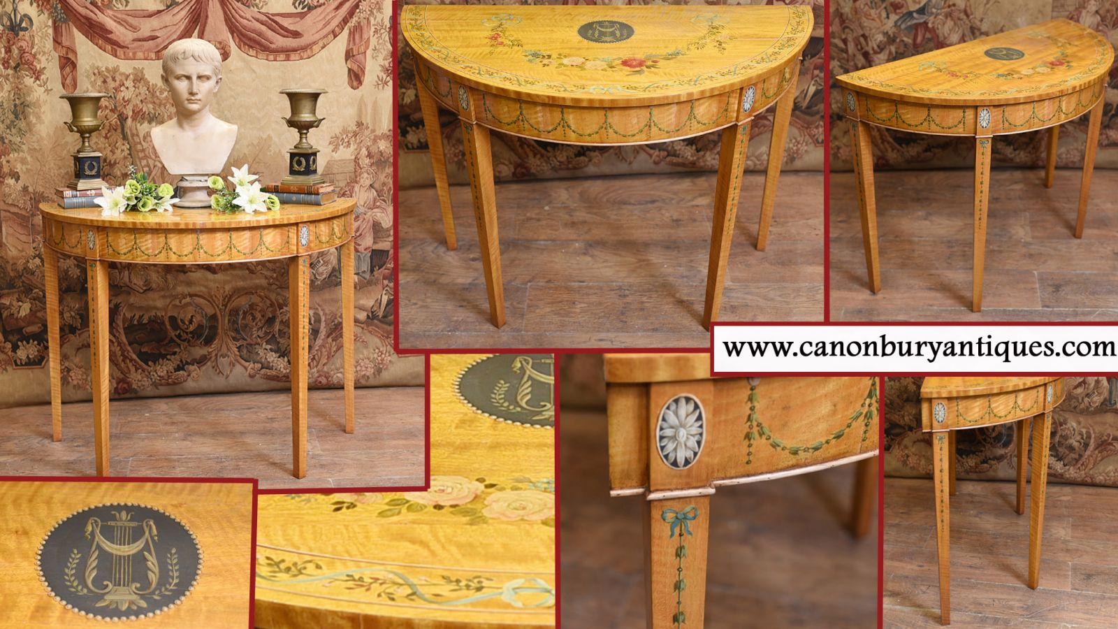 Table console Regency peinte en citronnier