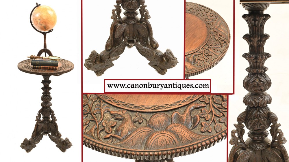 Table d'Appoint Birmane Sculptée - Birmanie Antique 1890