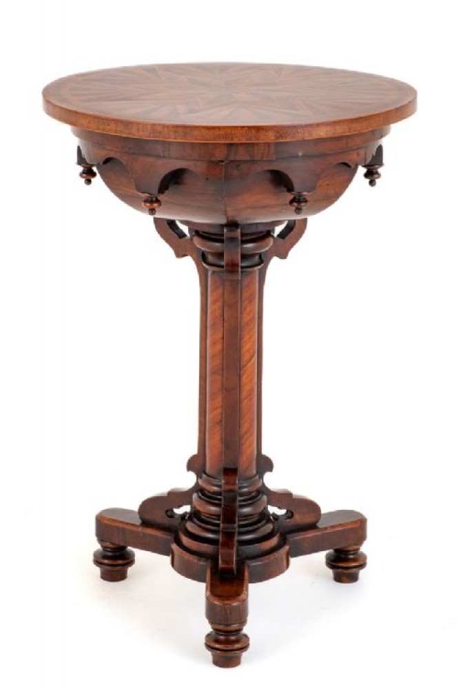 Table d'Appoint Victorienne Incrustation d'Acajou Tables d'Appoint 1860