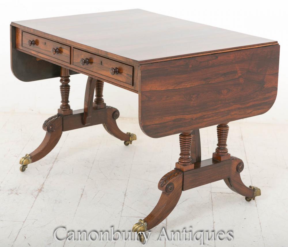 Table de canapé Regency en palissandre - Abattant antique extensible