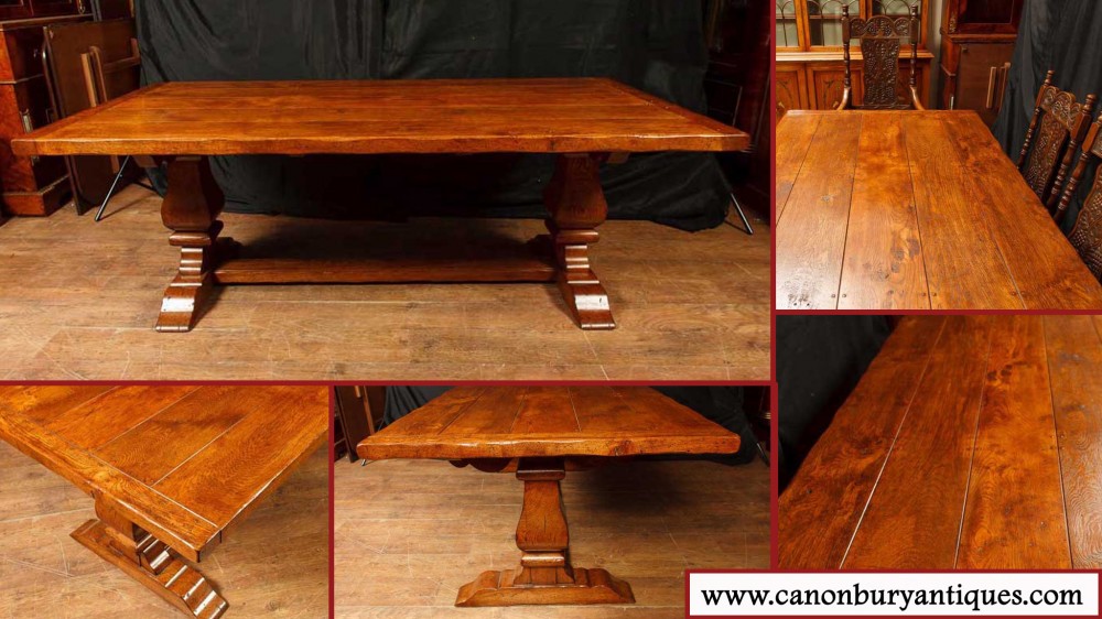 Table de réfectoire en chêne - Tables de salle à manger de ferme de cuisine 