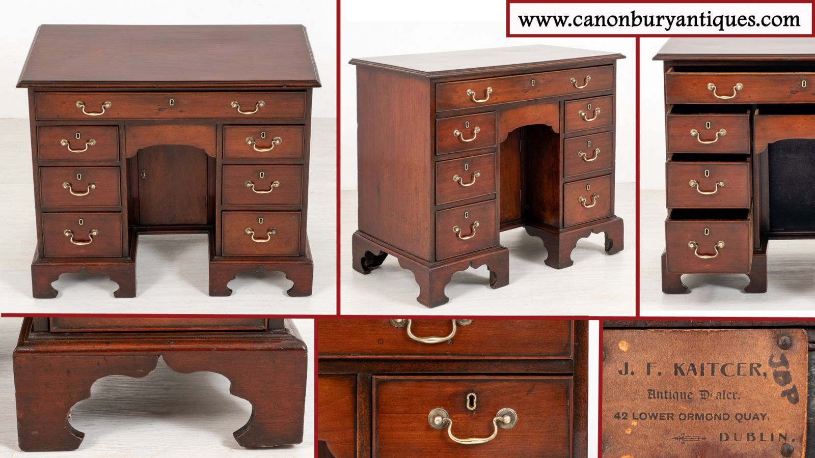 bureau Georgian Knee Hole en acajou