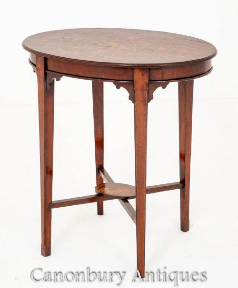 Incrustation de tables d'appoint de table d'appoint antique 1890