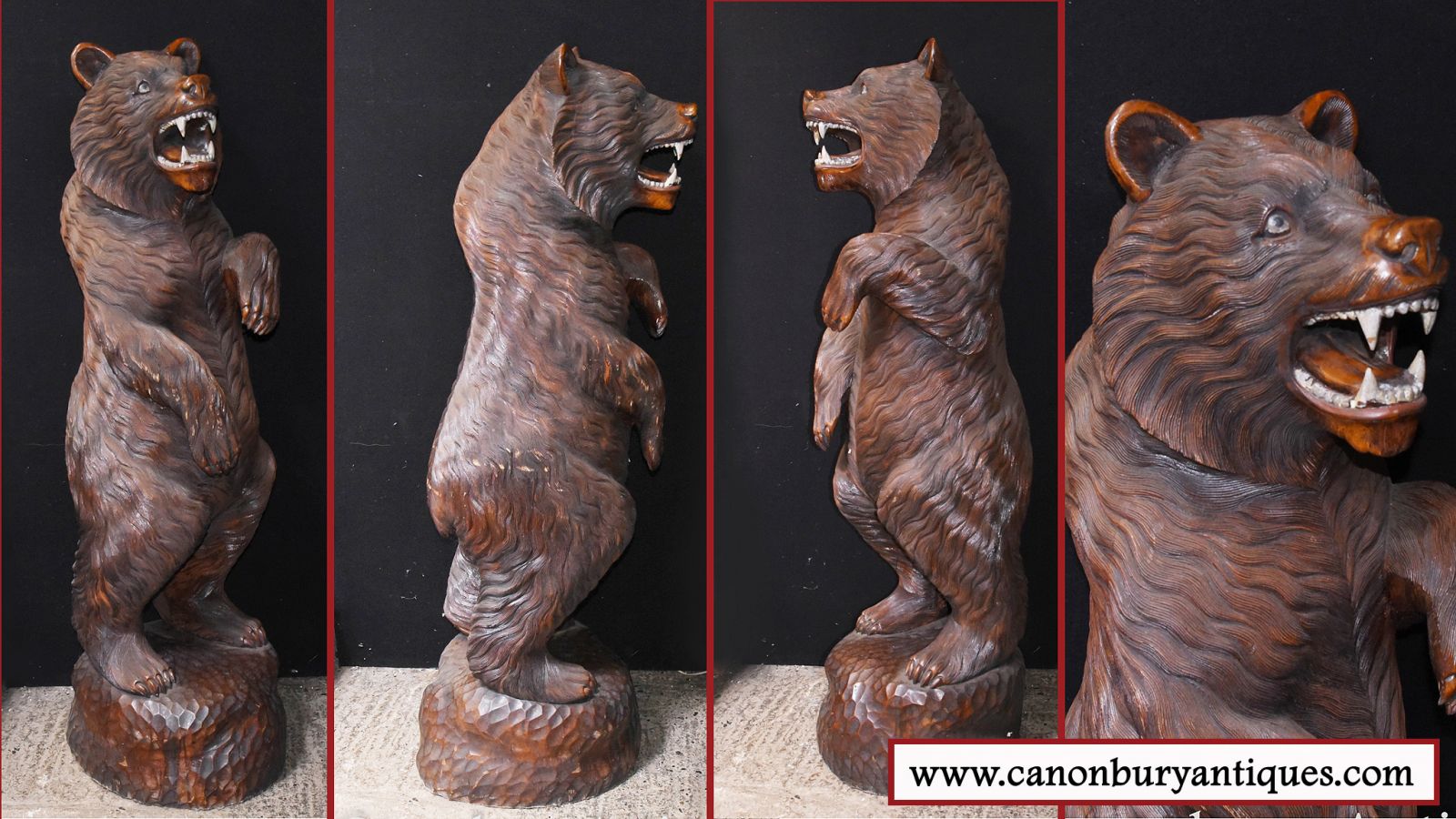 Statue d'ours debout de la Forêt-Noire sculptée à la main